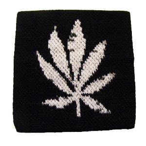 Manseta neagra cu frunza cannabis alba