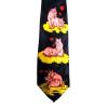 Cravata lata cu porcusori roz model 2 (fond bleumarin)