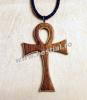 Medalion de lemn cu snur de piele cruce egipteana