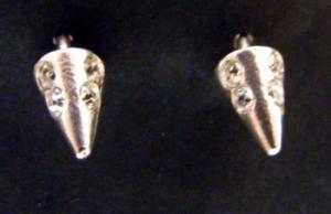 Cercei de argint O521 Spike cu Pietricele Albe