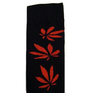 Sosete lungi negre cu frunze cannabis rosii