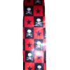 Cravata ingusta SKA rosu cu negru si cranii pirat