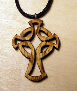 Medalion de lemn cu snur de piele Cruce Egipteana model 2