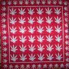 BANDANA Cannabis frunze mici albe pe rosu