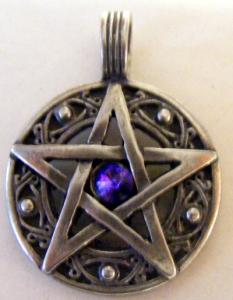 Medalion Pentagrama in Cerc cu Piatra Albastra Model 2(CJL)