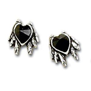 E208 - Black Heart Studs (pair)