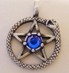 Medalion Pentagrama cu Sarpe si Piatra Albastra (CJL)