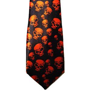 Cravata neagra cu cranii rosii