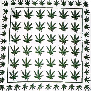 BANDANA Cannabis frunze mici verzi pe alb