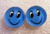 Cercei de plastic 12 mm Smile fata Albastra