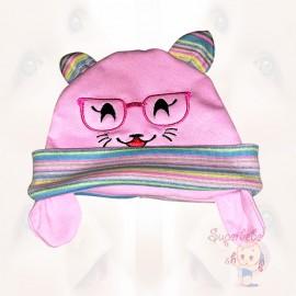 Caciulita pisicuta zambareata - Roz cu dungulite colorate