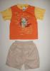 Costum - pantaloni scurti bej si tricou orange -