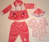 Compleu roz - costumas si body cu floricele si libelule - haine bebe