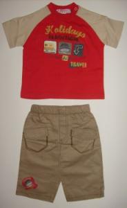 Costum - pantaloni trei sferturi si tricou rosu - Holidays la montagne - Haine copii