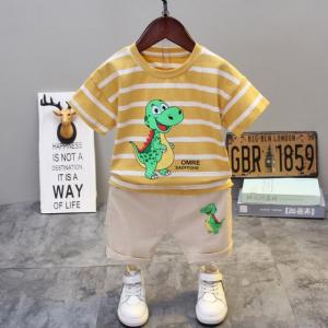 Costum pentru bebelusi cu tricou galben mustar - Happy Dino