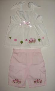 Costumas - pantaloni roz si bluzita alba -  Haine bebe