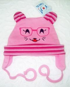Caciulita pentru bebelusi pisicuta zambareata - Pink