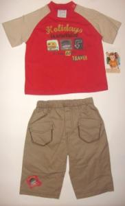 Costum - pantaloni trei sferturi si tricou rosu - Holidays la montagne - Haine copii