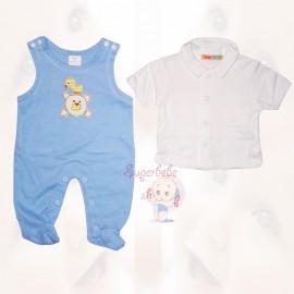Costumas bebelusi cu salopeta bleu - Hainute Bebelusi