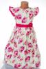 Rochita fete alba cu imprimeu floral roz - Cod 1150