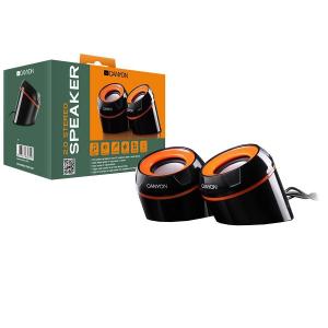 Black with orange color 2.0 speaker set with USB supply power(Output 2Wx2, S/N -70dB, F. Response: 100Hz~16K Hz)