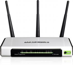 Router wireless N Gigabit TP-LINK Atheros, 3T3R, 2.4GHz, 802.11n/g/b, Built-in 4-port Gigabit Switch, 1 usb port