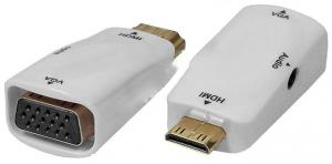 Adaptor mini HDMI tata - VGA mama + iesire audio