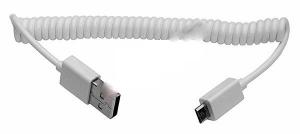 Cablu spiralat USB A tata - micro USB tata