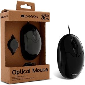 Mouse CANYON CNF-MSO01 Green series (Cable, Optical 800dpi,3 btn,USB), Black