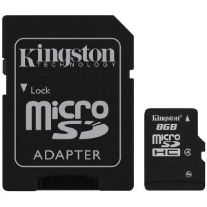 KINGSTON Memory ( flash cards ) 8GB Micro SDHC Class 4 with SD adapter