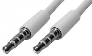 Cablu A/V jack tata 3.5mm 4 contacte  jack tata 3.5mm 4 contacte - alb - 1 m