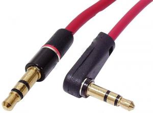 Cablu A/V jack tata 3.5mm 3 contacte - jack tata 3.5mm 3 contacte 90 grade - rosu - 1.3 m