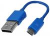 Cablu adaptor USB A tata - micro USB tata - albastru - 13 cm