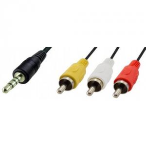 Cablu jack 4 contacte, 3.5 mm  -  3 x RCA tata