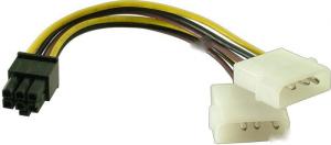 Cablu adaptor 2 x 4 pini mama Molex - 6 pini tata PCI Express