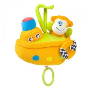 Jucarie muzicala plush pentru carucior sau patut Chipolino Boat Monkey Chipolino MUZK00091MO B3908092