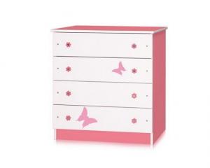 Comoda lemn cu 4 sertare Pink Butterfly  Bertoni 1017007 0011