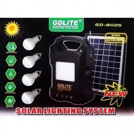 Kit iluminat cu panou solar pentru reincarcare cu lanterna, RadioFM, MP3 GDLite GD-8025