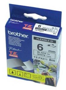 BROTHER Banda laminata TZ-FX211 pentru PT 6mm/8m negru/alb