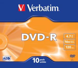 VERBATIM DVD-R 16x, 4.7GB, AZO Matt Silver, Slim Case (43655)