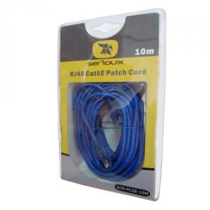 Cablu retea UTP - patch cord - cat.5e RJ45 10m, super-calitate, retail, blister, SCR-PC5E-10M SERIOUX