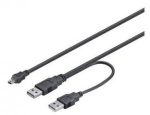 Cablu Y USB 2.0, 2 conectori tip tata A - 1 conector tip tata mini B, 0.6m, 7300050, mcab