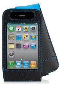 Husa protectoare din piele pentru iPhone 4, negru/albastru, F8Z739CW Belkin