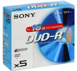 Sony DVD-R 16x, 4.7GB, 120min, jewel case, set cu 5buc (5DMR47AS16)