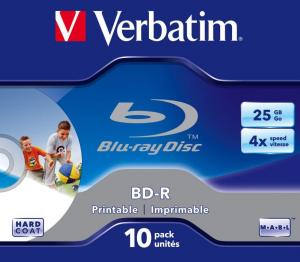 VERBATIM Blu-Ray BD-R, Single Layer, 25GB, 4X, printabil, Jewel Case, (43669)