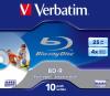 VERBATIM Blu-Ray BD-R, Single Layer, 25GB, 4X, printabil, Jewel Case, (43669)