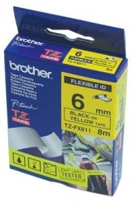 BROTHER Banda laminata TZ-FX611 pentru PT 6mm/8m negru/galben