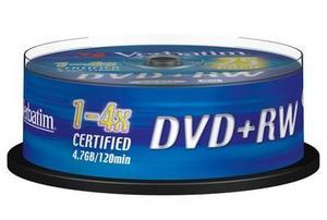 VERBATIM DVD+RW 4x 4.7GB scratch spindle 25 buc