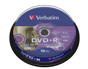 VERBATIM DVD+R 16x, 4.7GB, lightscribe v1.2, spindle 10 bucati (43576)