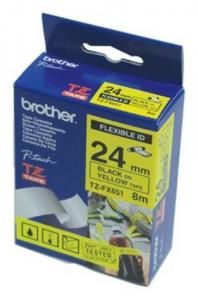 Banda flexibila TZ-FX651 pentru PT, 24mm/8m, negru/galben, Brother